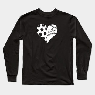 Ball Mom Soccer Baseball Softball Heart White Long Sleeve T-Shirt